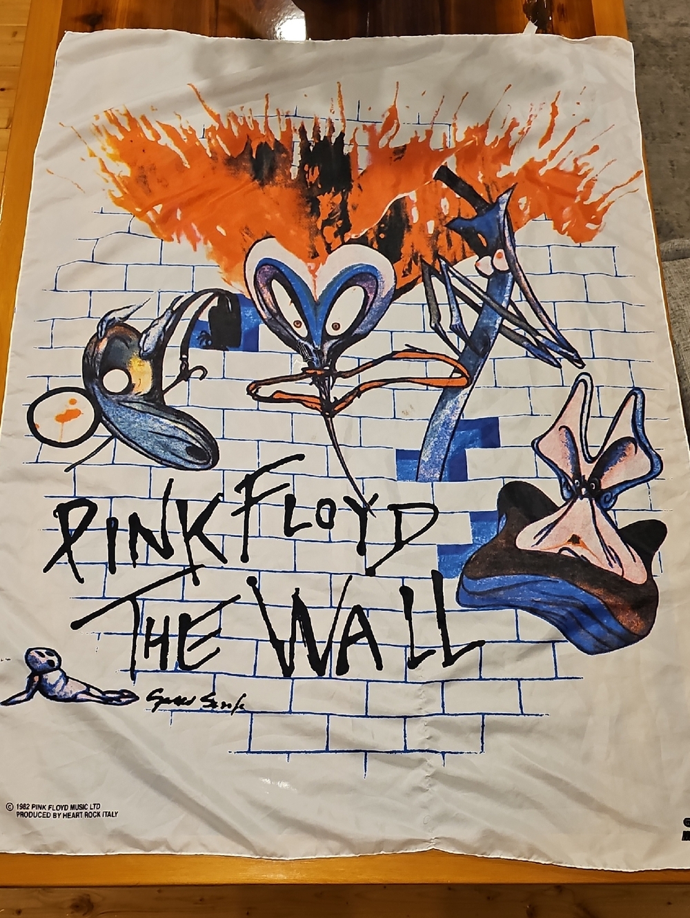 Pink Floyd The Wall Scarf-  White with Orange & Blue
